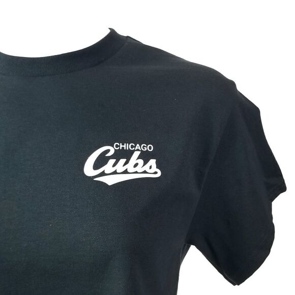 Chicago Cubs Double Script Retro Logo MLB "Cropped" Crop Top Baseball Jersey Tee - Picture 4 of 6